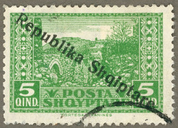 ALBANIA SHQIPËRIA 1925 Yt: AL 153, Kanina, Overprinted Republika Shqiptare, Kaninë, Used-hinged - Albanie