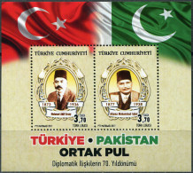 Turkey 2017. 70 Years Of Diplomatic Relations With Pakistan (MNH OG) S/S - Nuevos