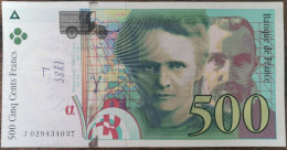 Billet De 500 Francs Pierre Et Marie CURIE 1994 FRANCE J029434037 (cf Photos) - 500 F 1994-2000 ''Pierre Et Marie Curie''