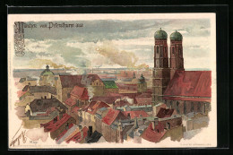 Künstler-AK Heinrich Kley: München, Blick über Die Dächer Vom Petersthurm Aus  - Kley
