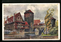Künstler-AK Heinrich Kley: Nürnberg, Am Henkersteg  - Kley