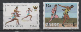 Athletics, Running, MNH, Uzbekistan, Olympic Games Beijing 2008, Zaire, Olymphilex Lausanne 1985 - Athlétisme
