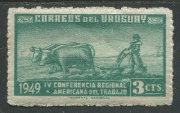 Uruguay:Unused Stamp Cows, Ploughing, 1949, MNH - Vaches