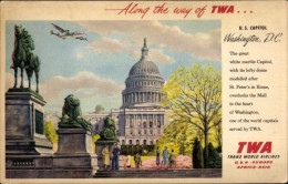 CPA Washington DC USA, US Capitol, TWA Reklame - Washington DC