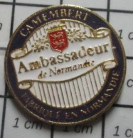 713A  Pin's Pins / Beau Et Rare / ALIMENTATION / FROMAGE CAMEMBERT AMBASSADEUR DE NORMANDIE Et Ses Fameuses Soirées ! - Alimentation