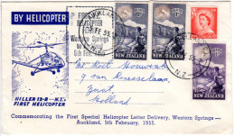 Neuseeland 1955, 4 Marken Auf Helicopter Ertsflug Brief Western Springs-Auckland - Altri - Oceania