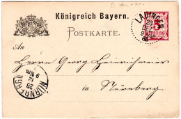 Bayern 1885, Punktstempel Lauingen Klar Auf 5 Pf. Ganzsache - Covers & Documents