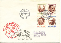 Norway FDC Norwegean Geological Persons Complete Set Of 4 Sent To Denmark 4-9-1974 - FDC