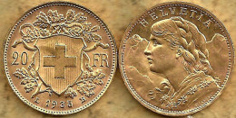 SWITZERLAND 20 FRANCS WREATH FRONT WOMAN BACK 1935 B AU GOLD VF KM35.1 READ DESCRIPTION CAREFULLY!! - 20 Franken (gold)