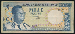 CONGO 1000 FRANC  1964. BELLE ETAT       ZIE AFBEELDINGEN - Republik Kongo (Kongo-Brazzaville)