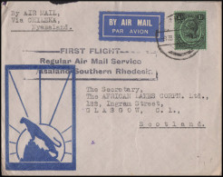 PV 4 - 8/3/1934 - First Flight Nyasaland Southern Rhodesia. Letter "Leopard" Sent From Nyasaland To Scotland. - Nyassaland (1907-1953)