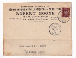 Carte Postale 1942 Récupération Métallurgique Métaux Démolition Robert Boone La Madeleine Nord Pétain 1F20 - 1941-42 Pétain