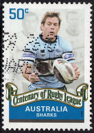 AUSTRALIA 2008 QEII 50c Multicoloured, Centenary Of Rugby League-Sharks FU - Gebruikt