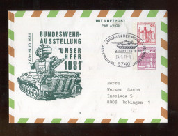 "BUNDESREPUBLIK DEUTSCHLAND" 1981, Privat-Ganzsachenumschlag ""BUNDESWEHR" Mit SSt. "LANDAU" (A2207) - Enveloppes Privées - Oblitérées