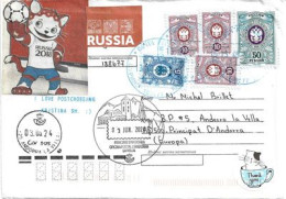 "Zabivaka"  Official Mascot Of The 2018 FIFA World Cup, Letter St Petersburg à Andorra, With Arrival Postmarks Andorra - 2018 – Rusia