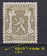 Belgique: COB N° 420 V3: Neuf, **, Sans Charnière. TB !!! - 1931-1960