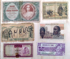 Lot / 6 Very Rare Banknotes In Poor / Low Conditions / Austria Mauritania Niger Iran Cameroun Canada ++ - Mauritanie