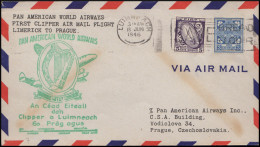 PV 15 - 16/6/1946 - First Flight From Limerick To Prague. Letter Sent From Ireland To Czechoslovakia - Covers & Documents