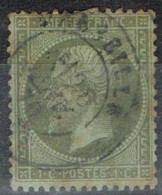 Sello Napoleon III 1862, 1 Cto. France Dentele,  Fechador MARSEILLE    Yvert Num 19 º - 1862 Napoléon III