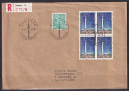 FINLAND. 1971/Tampere, Registered Letter, Envelope/Tampere Tower Franking Block Of Four. - Storia Postale