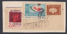 Bangladesh 1972 Used On Paper, Handstamp Overprint On Pakistan Stamps, UNICEF, Postal Stationery - Bangladesh