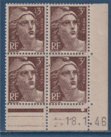 Marianne De Gandon Coin Daté N°715 Brun Foncé -18.1.46 Neuf - 1940-1949