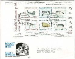 Greenland 1996; Seals.  Souvenir Sheet On FDC (Populær Filateli). - Whales