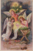 ANGELO Buon Anno Natale Vintage Cartolina CPA #PAG700.A - Anges