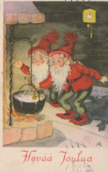 PAPÁ NOEL Feliz Año Navidad GNOMO Vintage Tarjeta Postal CPSMPF #PKG545.A - Santa Claus