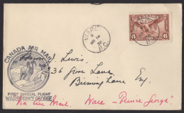 PV 38 - 14/3/1938 - First Flight Ware-Prince George. Letter Sent From Canada To Prince George. - Premiers Vols