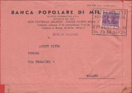 ITALIA - Storia Postale Repubblica - 1962 - 20 Recapito Autorizzato - Banca Popolare - Viaggiata Da Milano Per Milano - 1961-70: Marcophilie