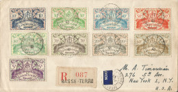GUADELOUPE- 28 FR. 40 CENT. 9 STAMP "LONDON" ISSUE  FRANKING  ON REGISTERED AIR COVER FROM BASSE TERRE TO THE USA - 1946 - Lettres & Documents