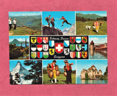 Suisse, Schweiz- Multiview. Standard Size, Back Divided, New, Ed. Kruger N° 754-27. - Otros & Sin Clasificación