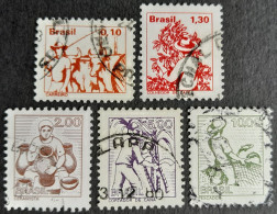 Bresil Brasil Brazil 1977 Agriculture Yvert 1244 1247 1248 1249 1250 O Used - Usados