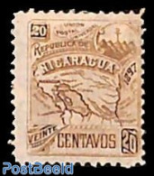 Nicaragua 1897 20c, With WM, Stamp Out Of Set, Unused (hinged), Various - Maps - Geography