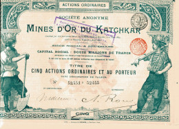 MINES D'OR Du KATCHKAR; Cinq Actions (Déco) - Rusland