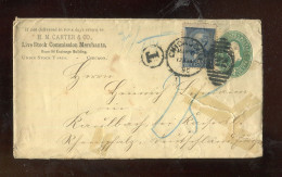 "USA" 1890, Ganzsachenumschlag Mit Zusatzfrankatur Ex Chicago (A2225) - ...-1900