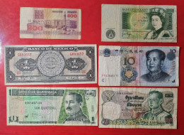 LOTE 6 BILLETES MUNDIALES TAILANDIA,CHINA,MEXICO....CIRCULADOS / WORLD BANKNOTE LOT *COMPRAS MULTIPLES CONSULTAR - Thaïlande