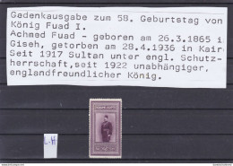 ÄGYPTEN - EGY-PT - EGYPTIAN - EGITTO - DYNASTIE - 58 GEBURTSTAG DES KÖNIG FUAD 1926 - Nuovi