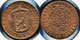 Netherlands East-Indies 1/2 Cent. 1945 (Coin KM#314.2. Unc) - Monnaies Provinciales