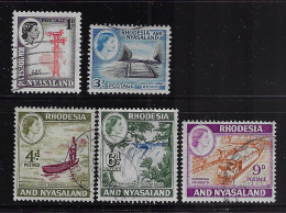 RHODESIA & NYASALAND  1959  SCOTT#159,162,163,164,164A - Rhodésie & Nyasaland (1954-1963)