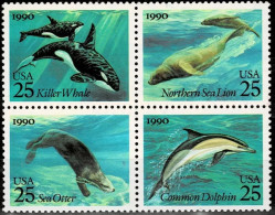 USA 1990 MiNr. 2107 - 2110 Marine Mammals Joint Issues USSR  4v MNH** 3.20 € - Dolphins