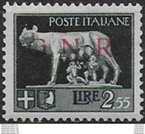 1943 Repubblica Sociale Lire 2,55 G.N.R. Brescia I MNH Sassone N 483/I - Sonstige & Ohne Zuordnung