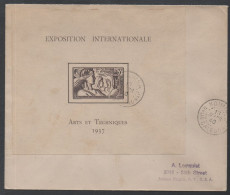 NOUVELLE CALEDONIE - NOUMEA / 1937 BLOC # 1 EXPOSITION INTERNATIONALE SUR LETTRE ==> USA / COTE 200.00 EUROS (ref 6994) - Storia Postale