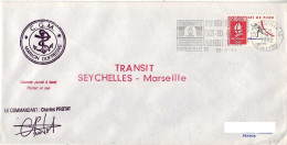 Marion Dufresne FSAT TAAF. Transit Seychelles Marseille. 22.06.92 Marseille & Seychelles. Campagne Oceanographique MD 72 - Lettres & Documents