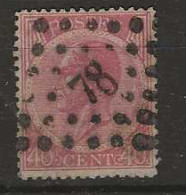 1865 USED Belgium Mi 17 Puntstempel 78 - 1865-1866 Perfil Izquierdo