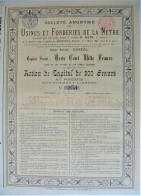 Usines Et Fonderies De La Nethe - Act.de Capital De 500 Fr (1895) !! -Duffel - Industrie