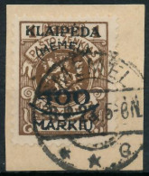 MEMEL 1923 Nr 128 Zentrisch Gestempelt Briefstück Gepr. X4788FE - Klaipeda 1923