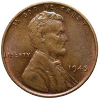 LaZooRo: United States Of America 1 Cent 1945 UNC - 1909-1958: Lincoln, Wheat Ears Reverse