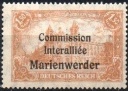 MARIENWERDER, 1920, MI 28, COMISSION INTERALLIEES, UNGEBRAUCHT, FALZSPUR - Marienwerder